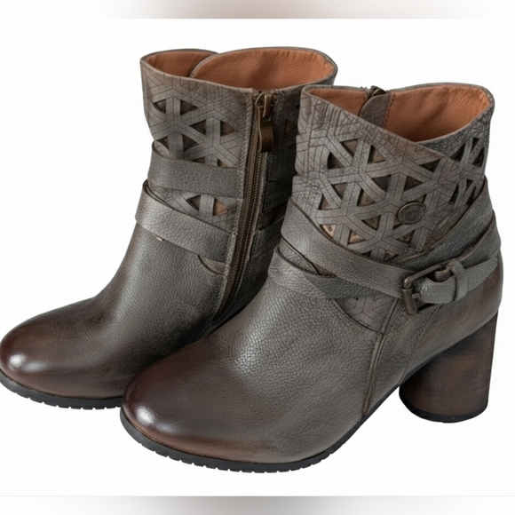 L'Artiste by Spring Step Madonna Leather Ankle Boots - Grey Multi - Sz 36 - Picture 3 of 11